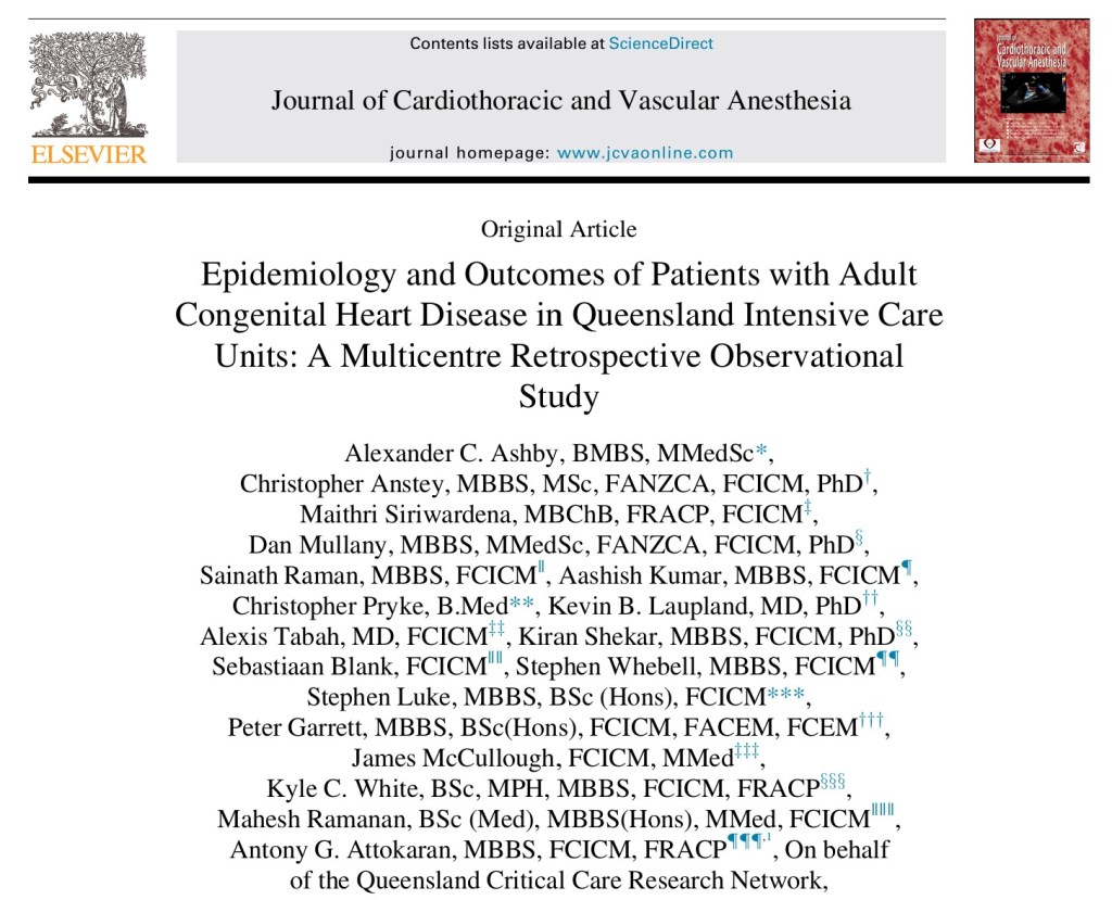 Epidemiology and Outcomes of Patients with Adult Congenital Heart Disease in Queensland Intensive Care Units: A Multicentre Retrospective Observational Study